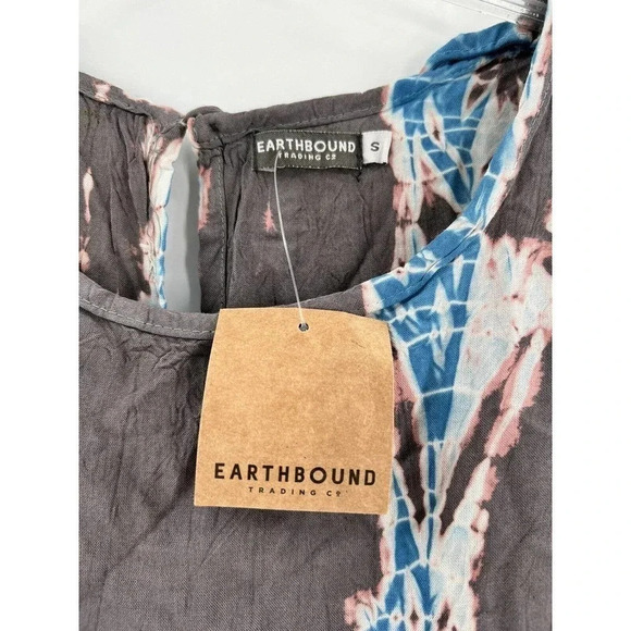 Earthbound Trading Co Gray/Blue Tie Dye Romper Size Small New With Tags - Picture 4 of 10